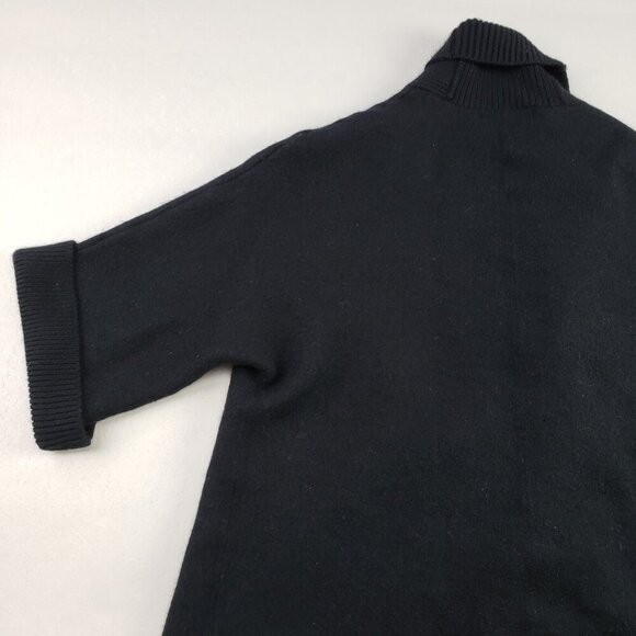 Tahari Merino Wool Open Front Sweater Womens Large Black Heavyweight Cardigan - Picture 4 of 8